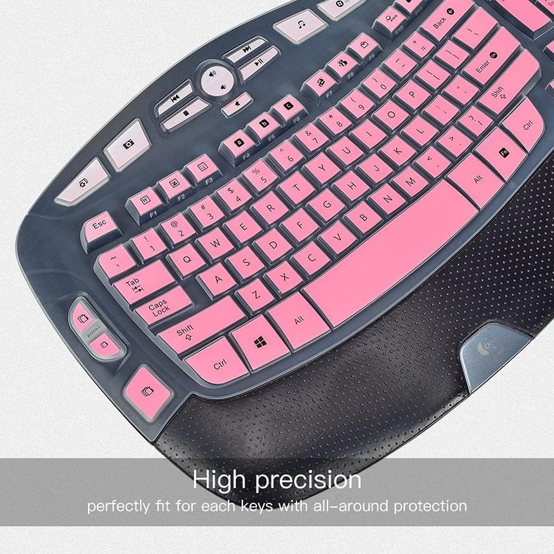 imComor Keyboard Cover for Logitech K350 MK570 MK550 Keyboard Cover Skin for Logitech K350 MK550 MK570 Wireless Wave Keyboard Skin Protector Accessories, Ombre Pink - Image 2
